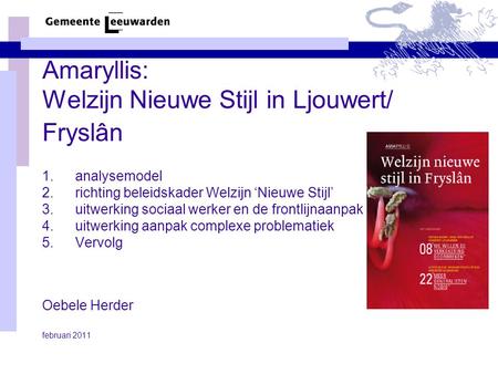 Amaryllis: Welzijn Nieuwe Stijl in Ljouwert/ Fryslân