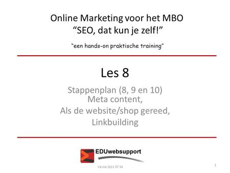 Online Marketing voor het MBO “SEO, dat kun je zelf!”