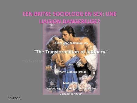 EEN BRITSE SOCIOLOOG EN SEX: UNE LIAISION DANGEREUSE?