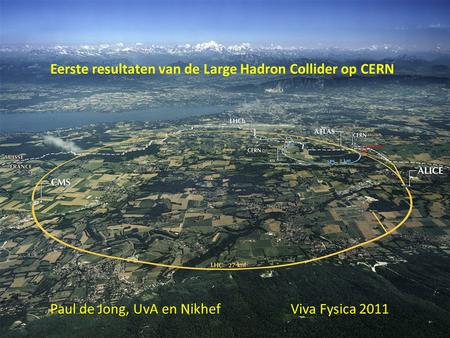 Eerste resultaten van de Large Hadron Collider op CERN Paul de Jong, UvA en Nikhef Viva Fysica 2011.