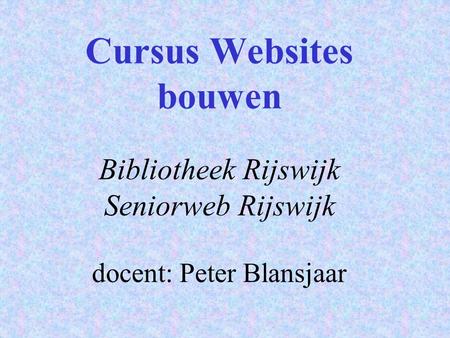 Cursus Websites bouwen
