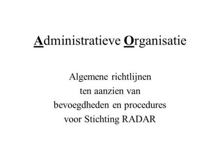 Administratieve Organisatie
