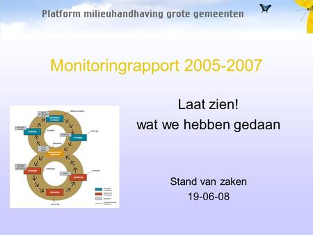 Monitoringrapport 2005-2007 Laat zien! wat we hebben gedaan Stand van zaken 19-06-08.