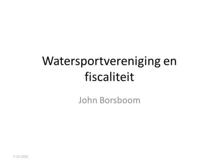 Watersportvereniging en fiscaliteit