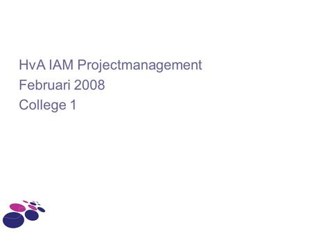 HvA IAM Projectmanagement
