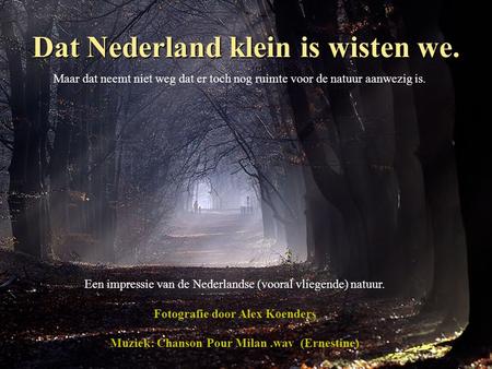 Dat Nederland klein is wisten we. Maar dat neemt niet weg dat er toch nog ruimte voor de natuur aanwezig is. Een impressie van de Nederlandse (vooral.