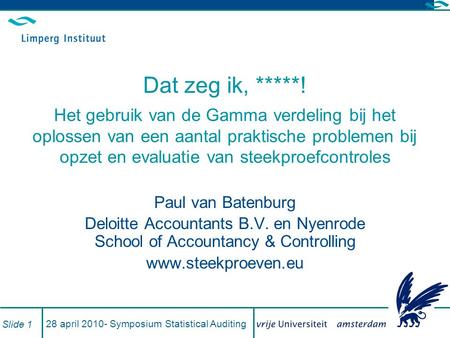 28 april Symposium Statistical Auditing