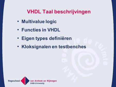 VHDL Taal beschrijvingen