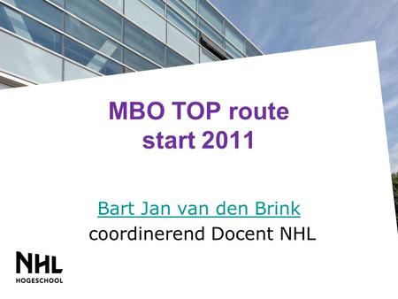 Bart Jan van den Brink coordinerend Docent NHL