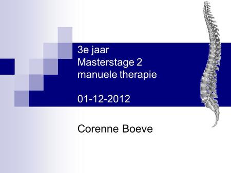 3e jaar Masterstage 2 manuele therapie