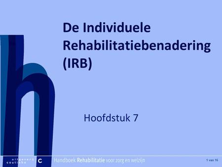 De Individuele Rehabilitatiebenadering (IRB)