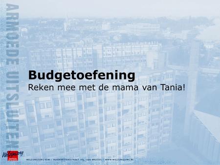 Budgetoefening Reken mee met de mama van Tania!. Bij Tania thuis zijn ze met vijf: Mama, Tania, de broers Danny en Gert en zusje Annika. De mama van Tania.