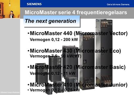 MicroMaster serie 4 frequentieregelaars The next generation