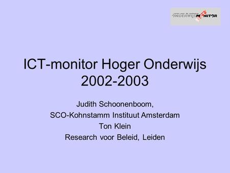 ICT-monitor Hoger Onderwijs