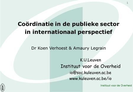 Coördinatie in de publieke sector in internationaal perspectief