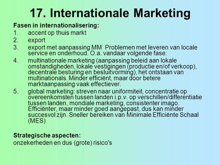 17. Internationale Marketing