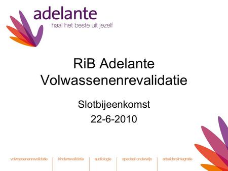RiB Adelante Volwassenenrevalidatie Slotbijeenkomst 22-6-2010.