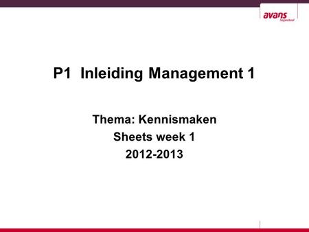 P1 Inleiding Management 1