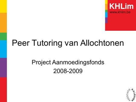 Peer Tutoring van Allochtonen Project Aanmoedingsfonds 2008-2009.