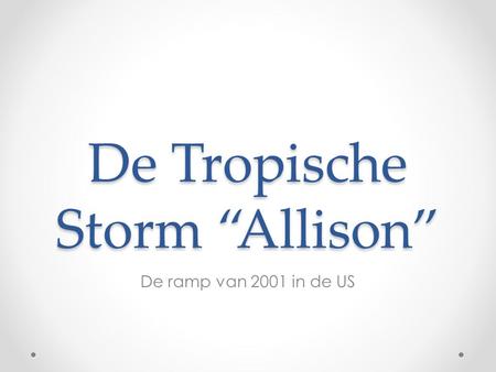 De Tropische Storm “Allison” De ramp van 2001 in de US.