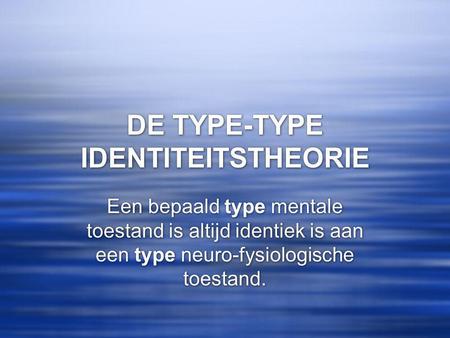 DE TYPE-TYPE IDENTITEITSTHEORIE