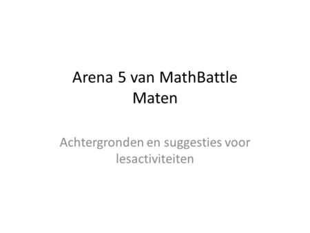 Arena 5 van MathBattle Maten