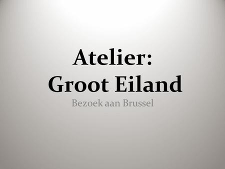 Atelier: Groot Eiland Bezoek aan Brussel. Wat is groot eiland... = is een vereniging (vzw) voor: – sociale tewerkstelling – opleiding – werkervaring.