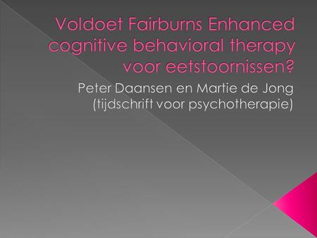 Peter Daansen en Martie de Jong (tijdschrift voor psychotherapie)