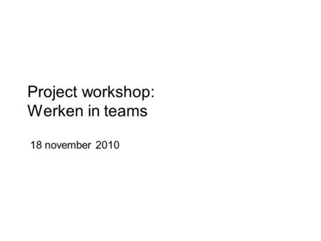 Project workshop: Werken in teams