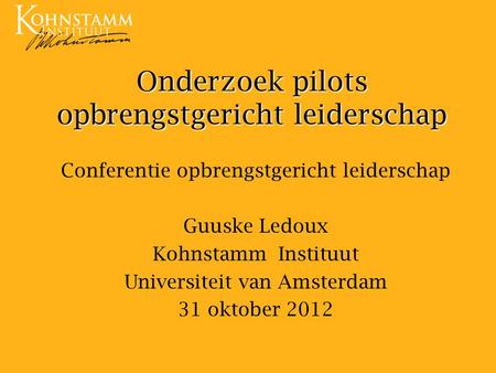Onderzoek pilots opbrengstgericht leiderschap