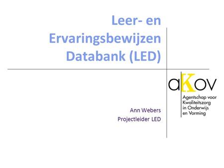 Leer- en Ervaringsbewijzen Databank (LED)