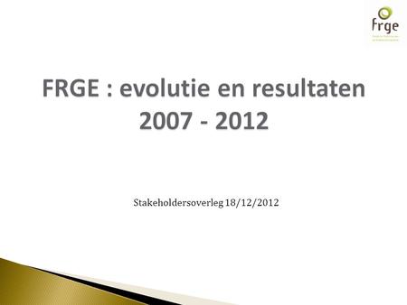 Stakeholdersoverleg 18/12/2012. 1. Evolutie LE 2. Leningen : 2.1. Evolutie bedrag uitstaande leningen 2.2. Gewestelijke verdeling 2.3. Evolutie aantal.