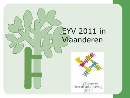 EYV 2011 in Vlaanderen. Korte historiek  CEV Manifest  Lobbywerk  IP Group on Volunteering EP  Written Declaration EP  Alliantie 22 ngo’s (EYV2011.