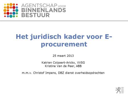 Het juridisch kader voor E-procurement