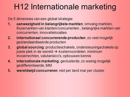 H12 Internationale marketing
