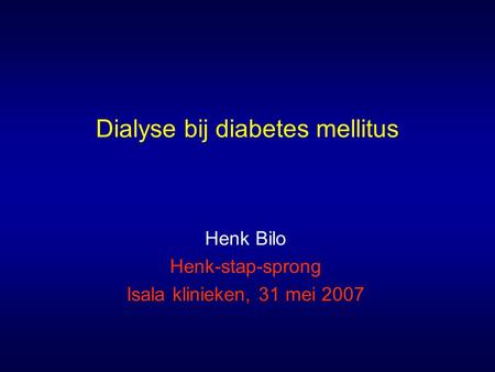 Dialyse bij diabetes mellitus