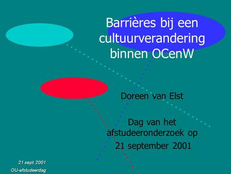 Barrières bij een cultuurverandering binnen OCenW