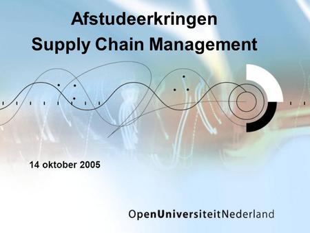 Afstudeerkringen Supply Chain Management 14 oktober 2005.