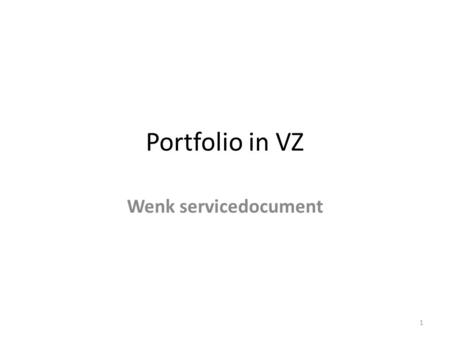 Portfolio in VZ Wenk servicedocument.