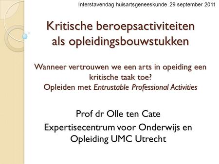 Expertisecentrum voor Onderwijs en Opleiding UMC Utrecht