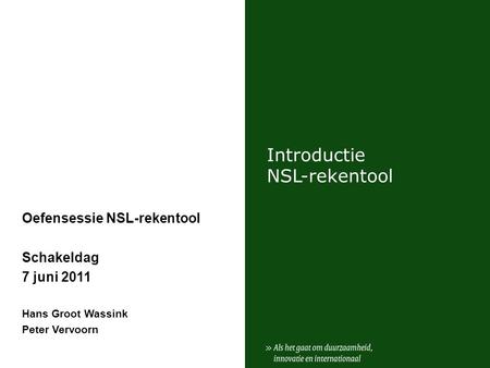 Introductie NSL-rekentool