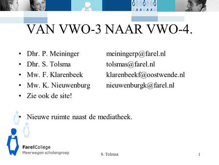 VAN VWO-3 NAAR VWO-4. Dhr. P. Dhr. S. Mw. F. Mw. K. Nieuwenburg.