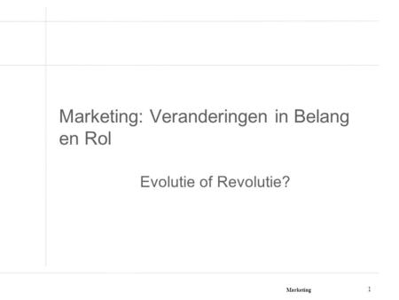 Marketing: Veranderingen in Belang en Rol