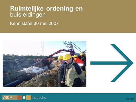 30-5-2007 Ruimtelijke ordening en buisleidingen Kennistafel 30 mei 2007.