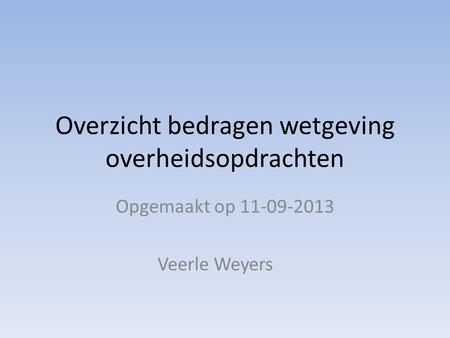 Overzicht bedragen wetgeving overheidsopdrachten