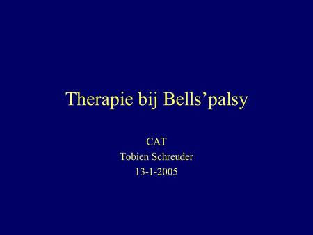 Therapie bij Bells’palsy