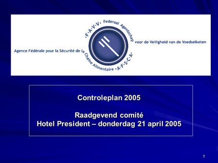 1 Controleplan 2005 Raadgevend comité Hotel President – donderdag 21 april 2005.