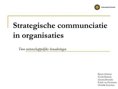 Strategische communciatie in organisaties