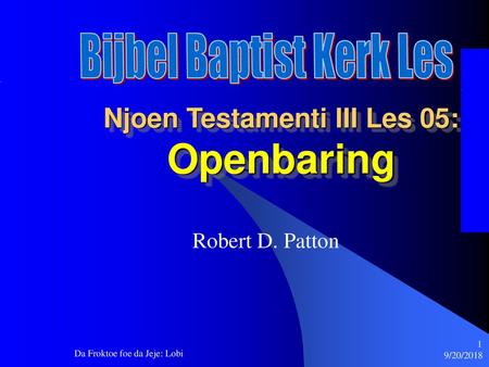 Njoen Testamenti III Les 05: Openbaring