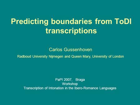 Predicting boundaries from ToDI transcriptions